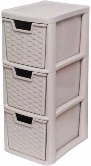FORGEVIO Mushroom 3 Tier Storage Drawer Unit in Beige and White