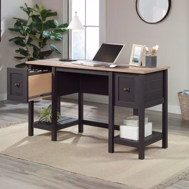 Teknik Shaker Style Writing Desk in Raven Oak Brown and Black