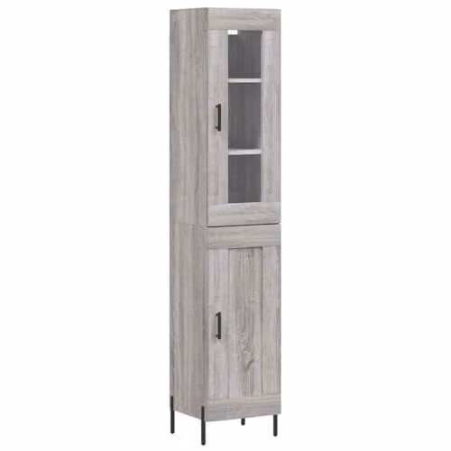 vidaXL Modern Grey Sonoma Highboard Sideboard and Storage Cabinet for your Living Room – 1