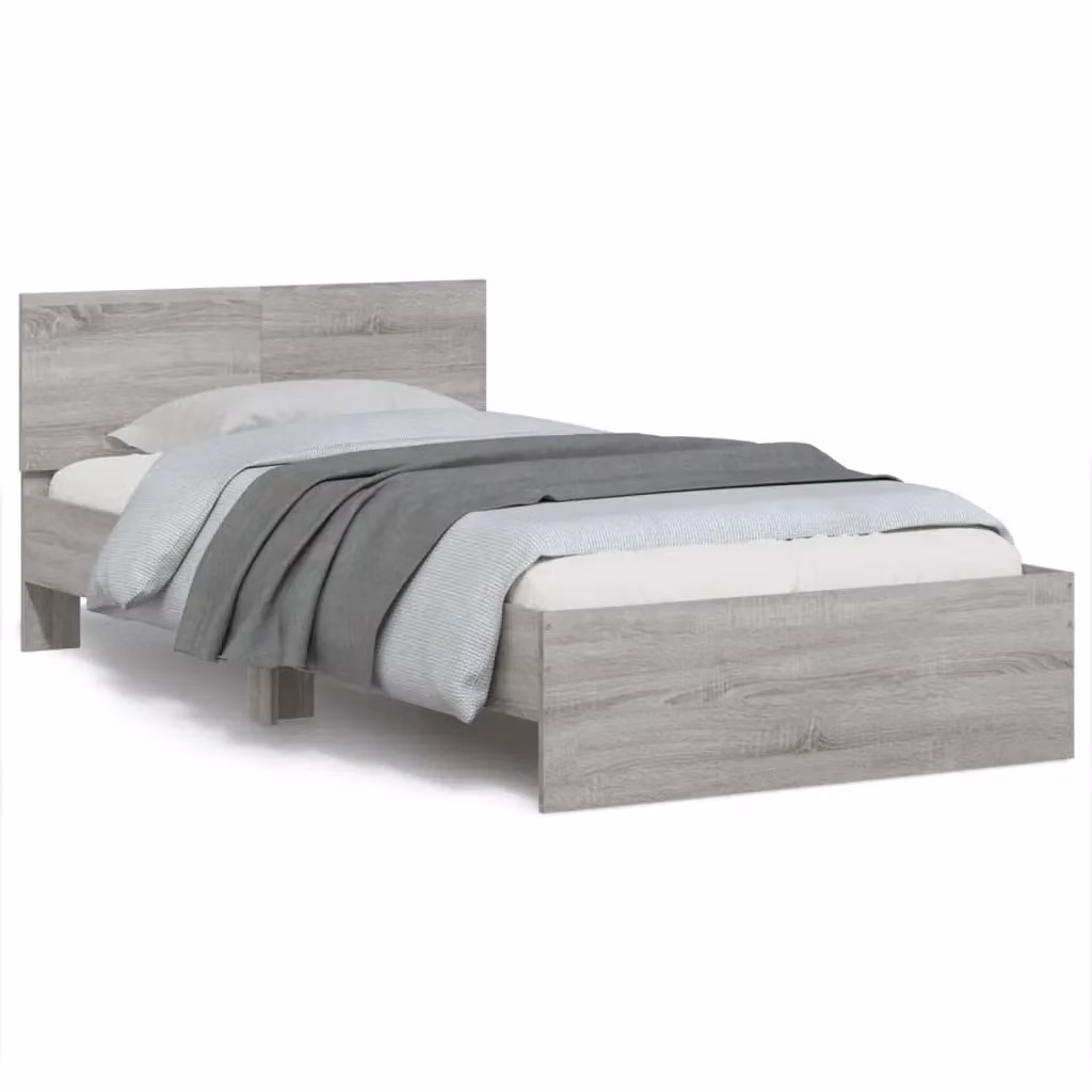 Berkfield Home Grey Sonoma Bed Frame with Headboard, W/D/H: 100 x 200 cm – 2