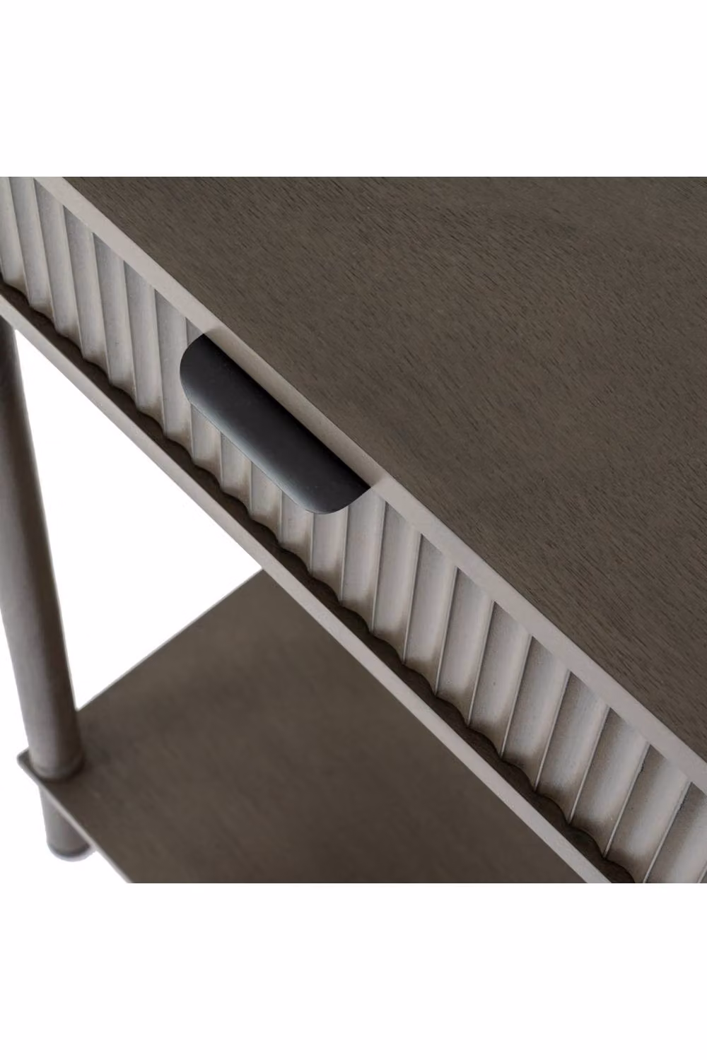 KDMD Reed Collection Modern Rectangular Console Table with Ceramic Top and Two Drawers in Brown – 3