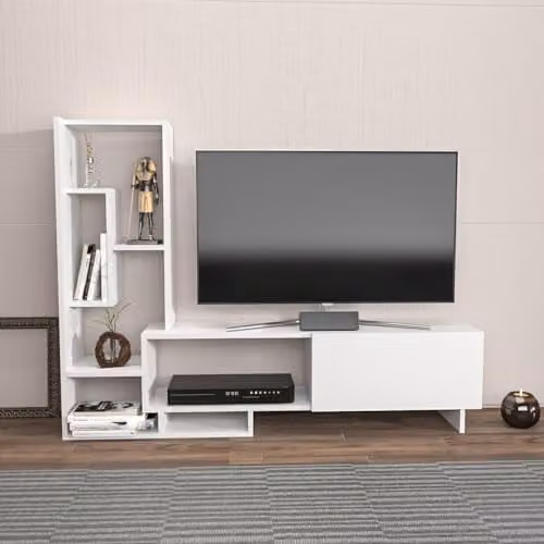Decorotika Pegai White Modern TV Unit for Living Rooms W/D/H: 160 x 29.5 x 27.2 cm – 1
