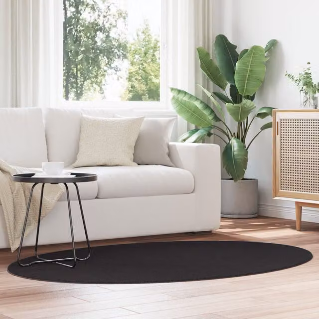 Berkfield Home Huarte Oval Rug in Black, W: 120 cm x D: 170 cm