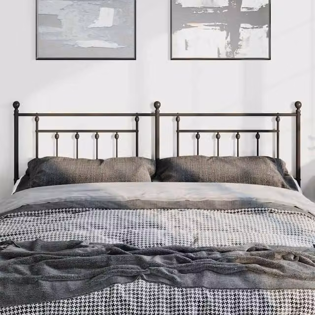 Berkfield Home Classic Metal Headboard in Matt Black, Width: 193 cm – 1