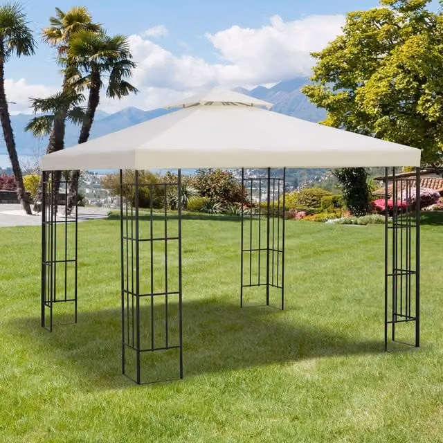 Outsunny Cream White Polyester Gazebo Roof Top Replacement Cover