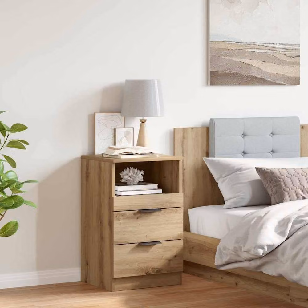 Berkfield Home Artisan Oak Bedside Cabinet in Brown, W/D/H: 40 x 36 x 65 cm – 2