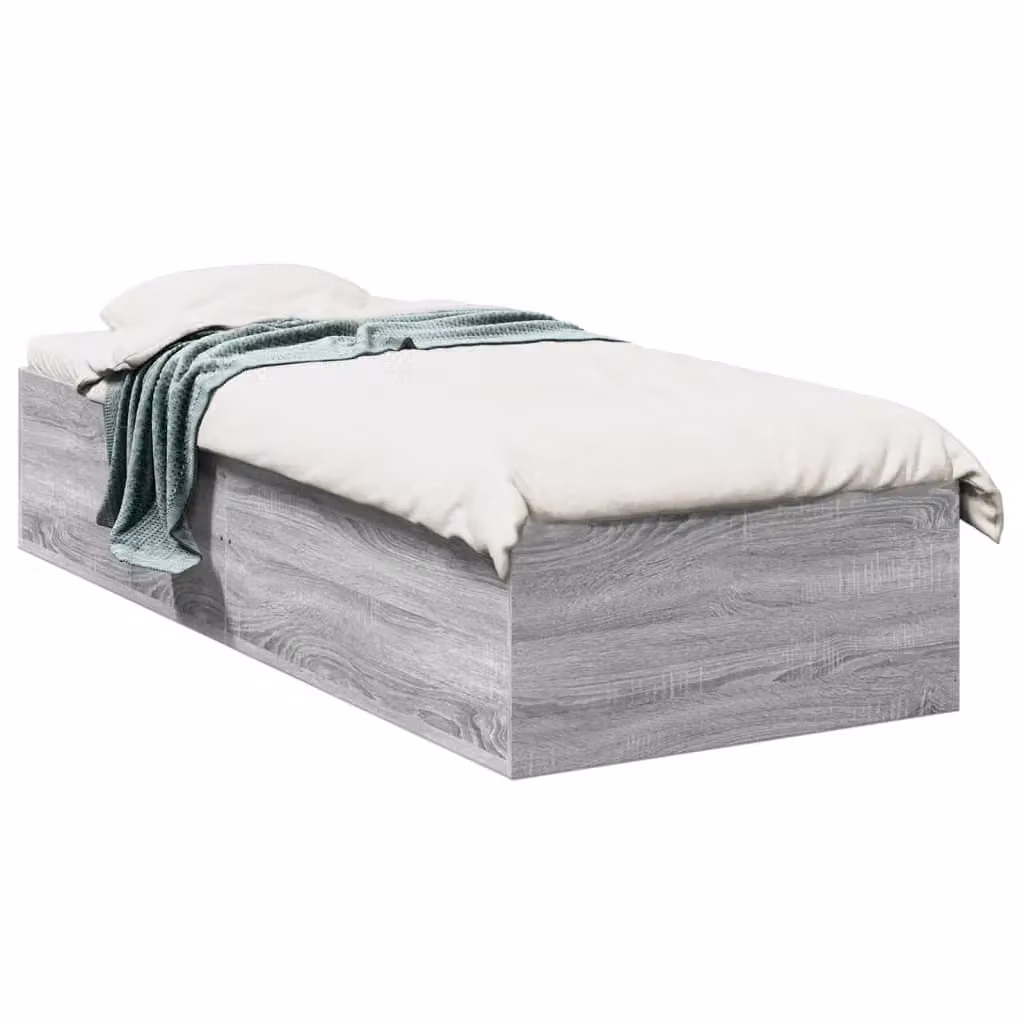 Berkfield Home Small Single Bed Frame in Grey Sonoma, Engineered Wood, W: 75 cm, L: 190 cm – 2