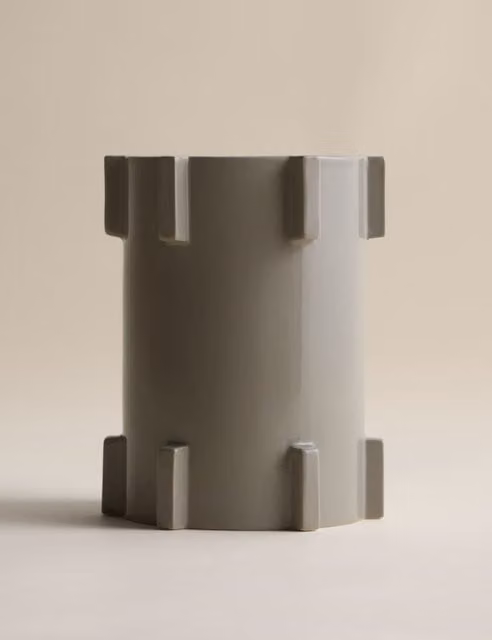 M&S x Kelly Hoppen Ridged Ceramic Tabletop Vase in Beige