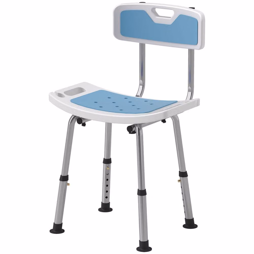 STILVORA Adjustable Shower Stool with Backrest in Blue – 3
