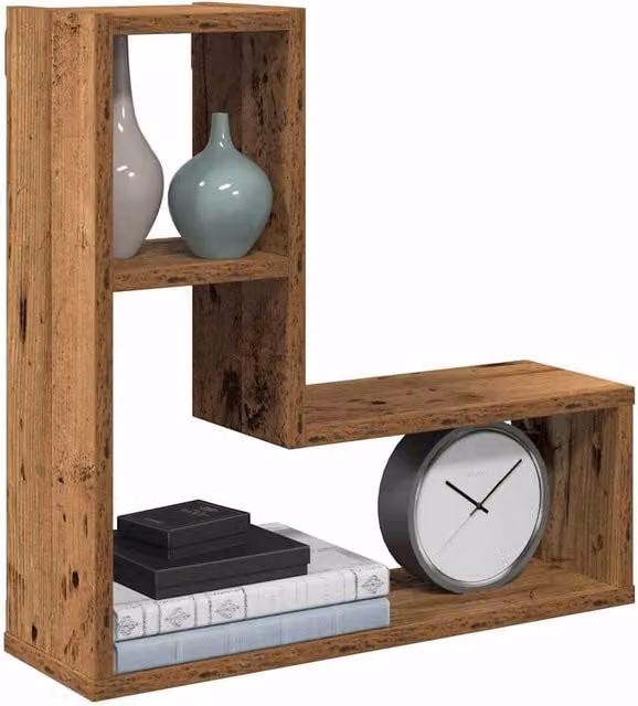 Berkfield Home Wall Mounted Cube Shelves, 2 Piece Set in Old Wood Brown, W/D/H: 50 x 15 x 50 cm – 1
