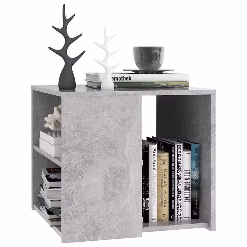 Berkfield Home Modern Square Side Table in Grey Composite Wood, W/D/H: 50 x 50 x 45 cm – 3