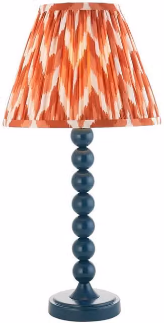 Netlighting Higgledy Blue Gloss Table Lamp with Orange Fabric Zigzag Shade, 25 cm, E14 – 1