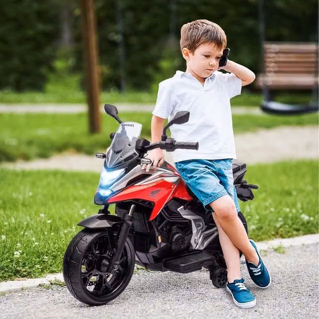 AIYAPLAY Honda Licensed 12V Kids Electric Ride-On Bike with Music and Headlights, Red