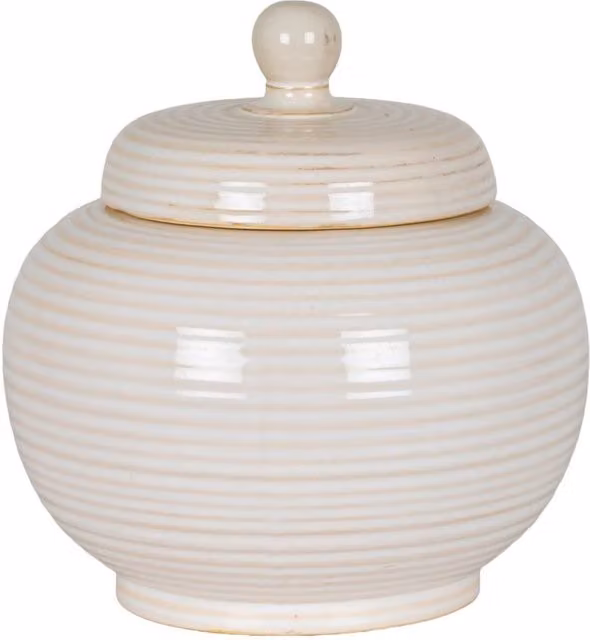 KDMD Neva Matte White Stoneware Lidded Ceramic Storage Jar with Airtight Seal