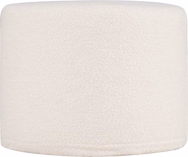 COSTWAY White Bouclé Soft Foam Filled Cylindrical Ottoman with Removable Cover
