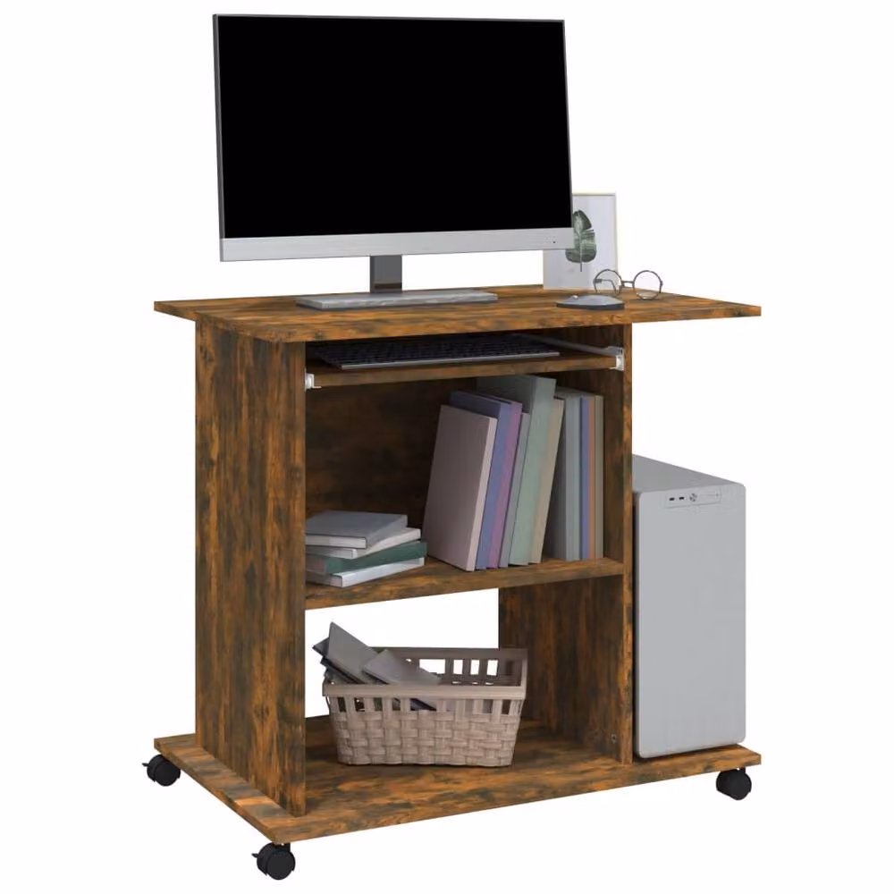 Berkfield Home Computer Desk in Smoked Oak Brown, W/D/H: 80 x 50 x 75 cm – 3