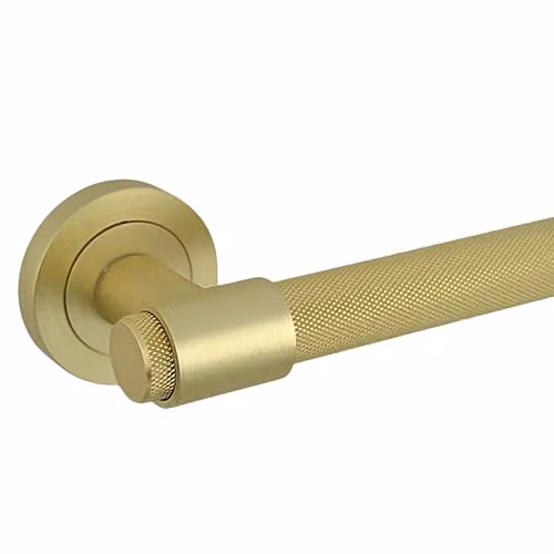 AXS Hardware Dakota Internal Door Lever Handle Pair on Rose in Satin Brass for Wooden Doors with Concealed Fix – 1