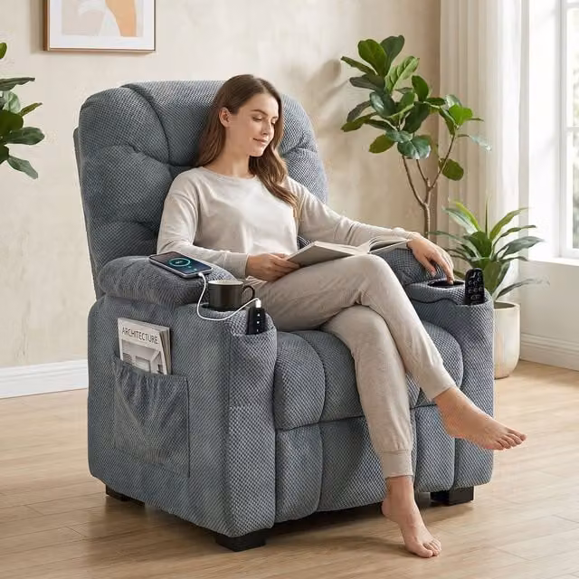 HOMCOM Electric Massage Recliner Armchair with Vibration and Heat in Dark Grey