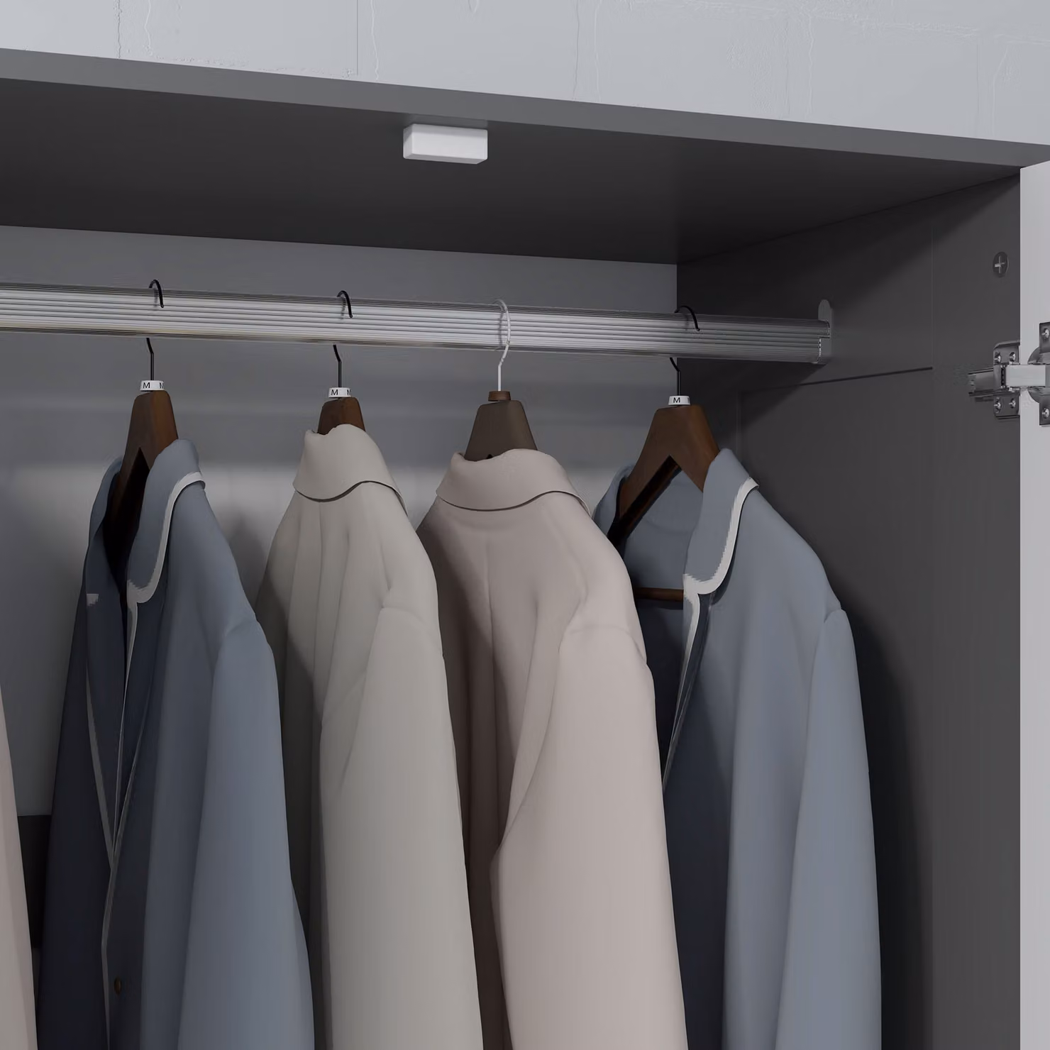 HOMCOM Modern 2 Door Wardrobe with 3 Internal Drawers and Hanging Rod in Grey and White – 7