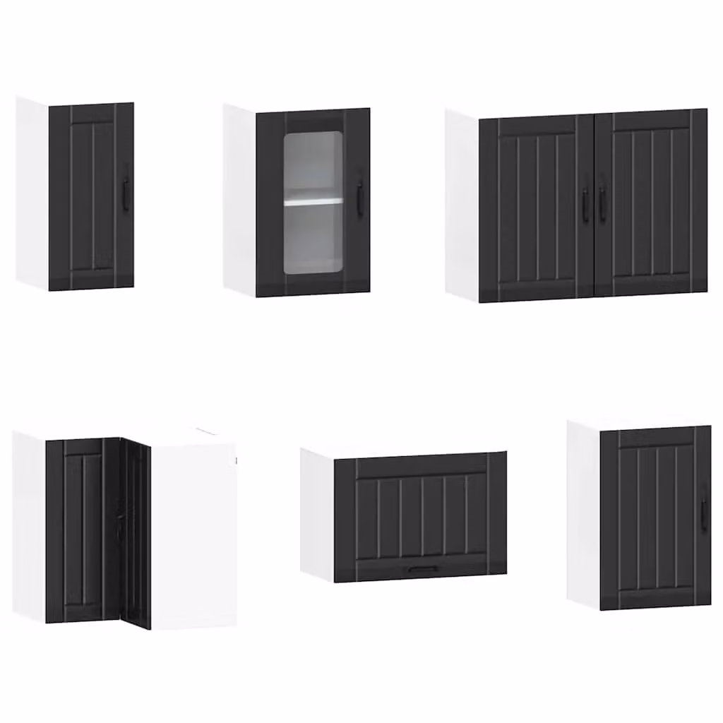 Berkfield Home Lucca 11 Piece Classic Kitchen Cabinet Set in Black Matt Engineered Wood – 4