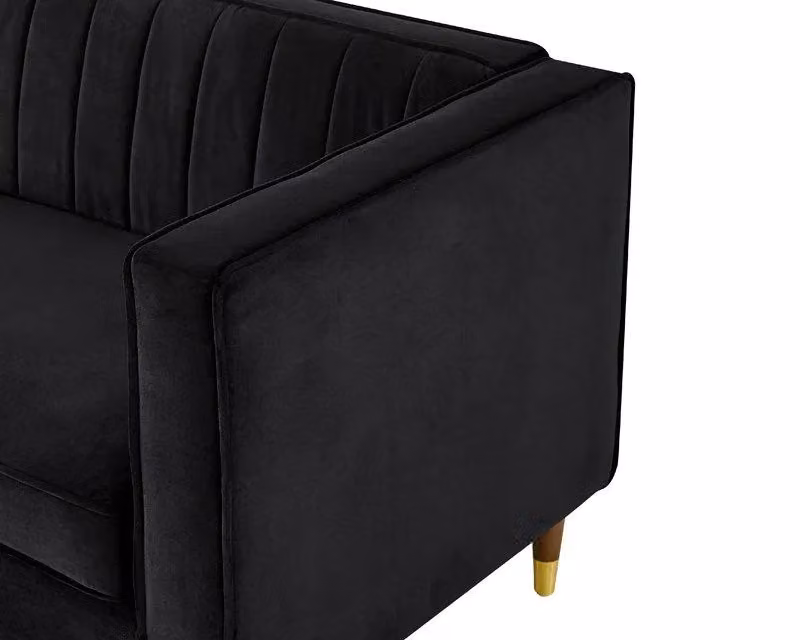 Home Detail Thomas 3 Seater Black Velvet Upholstered Sofa – 4