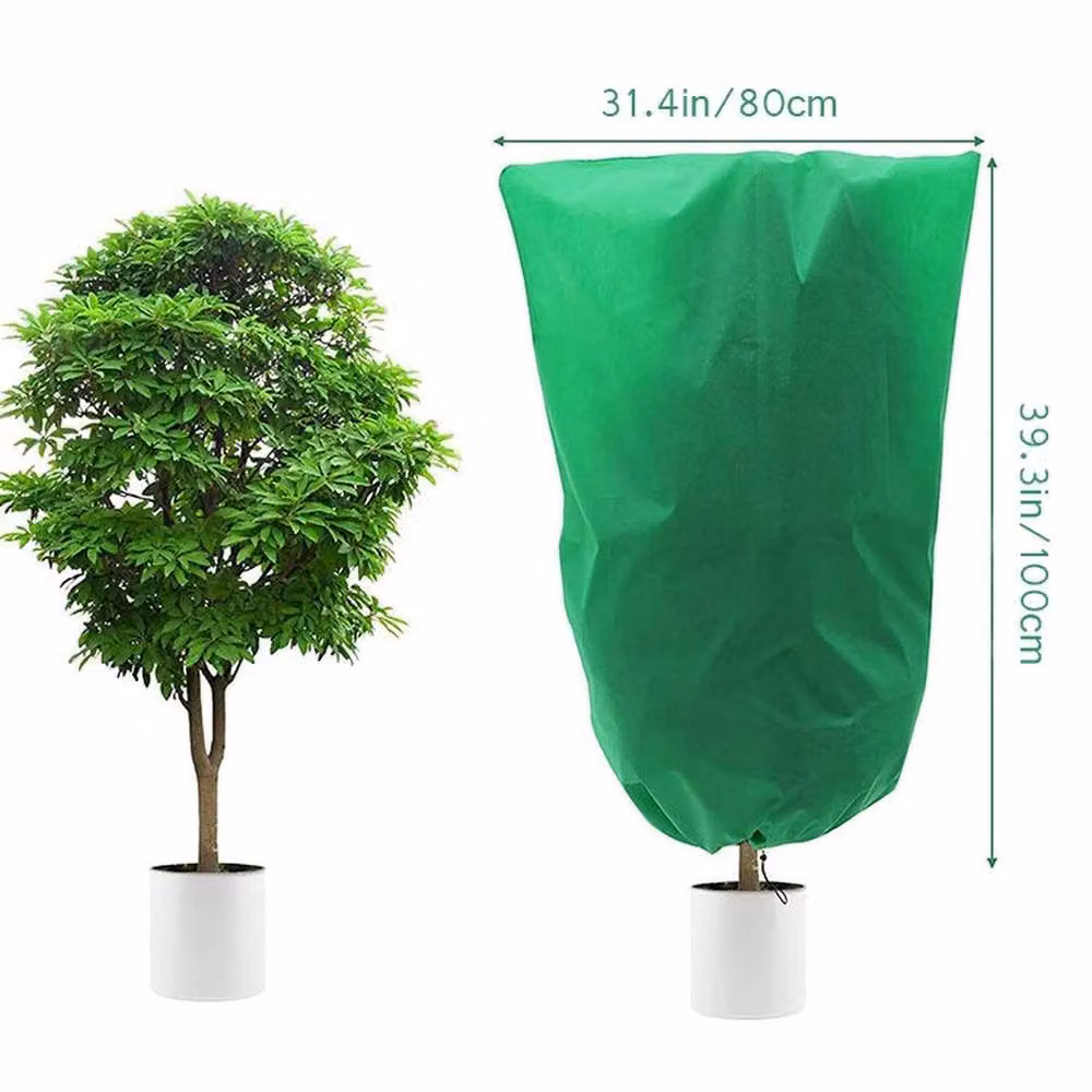 NESTLUNE Heavy Duty Frost Protection Fleece Bags in Green, H 100 cm x W 15 cm – 2