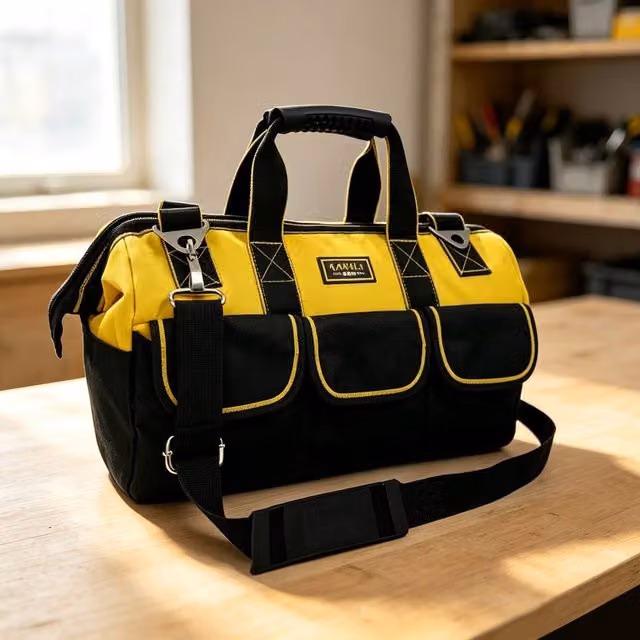 EONLION 20 inch Hard Base Tool Bag Storage Case with Shoulder Strap, Black – 1
