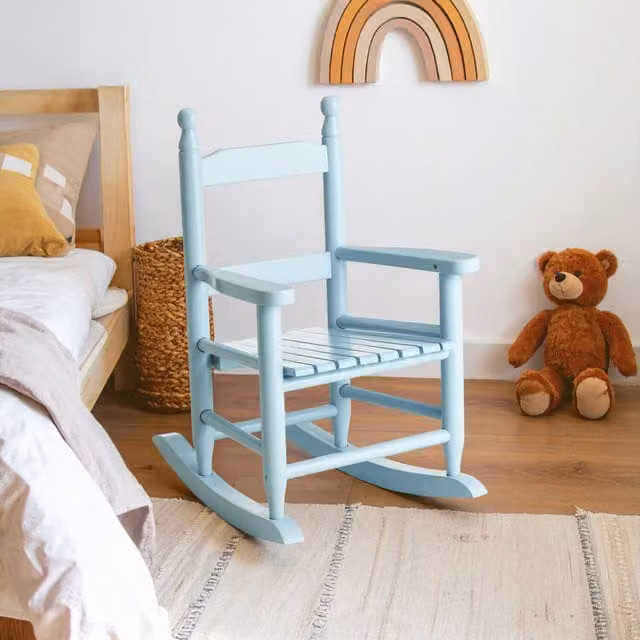 Orsina Classic Kids Rocking Chair in Blue Wood