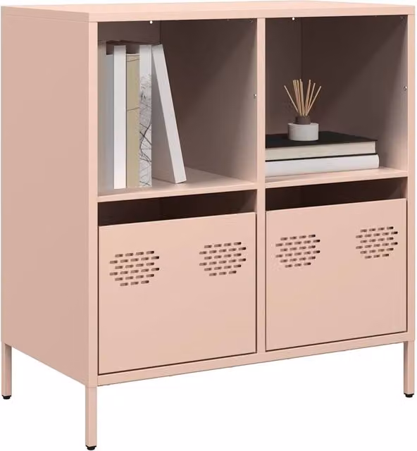 Berkfield Home Pink Matt Cold-rolled Steel Sideboard W: 68 cm, D: 39 cm, H: 73.5 cm – 1