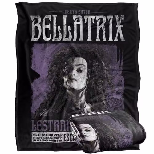LOGOVISION Harry Potter Bellatrix Lestrange Silky Touch Super Soft Fleece Throw Blanket, Multicolour, W: 127 cm x D: 152.4 cm