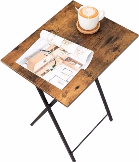 Modcraft Industrial Folding Rectangular Table for Couch and Sofa, Brown, W/D/H: 66.0 x 36.0 x 36.0 cm