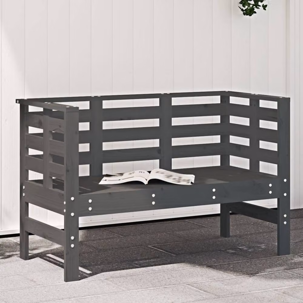 Berkfield Home Rustic Grey Solid Pine Garden Bench W/D/H: 111.5 x 53 x 71 cm – 2