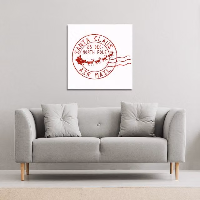 Benjamin Tate Design LTD Santa Claus Air Mail Gallery Canvas, Red, W: 61 cm, H: 61 cm, D: 61 cm