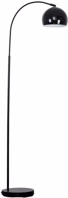 ValueLights Curva Modern Black Metal Floor Lamp with Dome Shade
