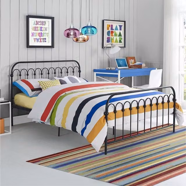 Novogratz NG Bright Pop Metal Bed in Black, W/D/H: 140 x 200 cm