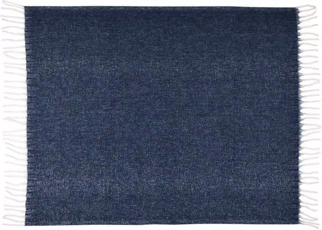 Floso Dolly Knitted Polyester Blanket with Fringes in Blue, W/D: 150 x 125 cm