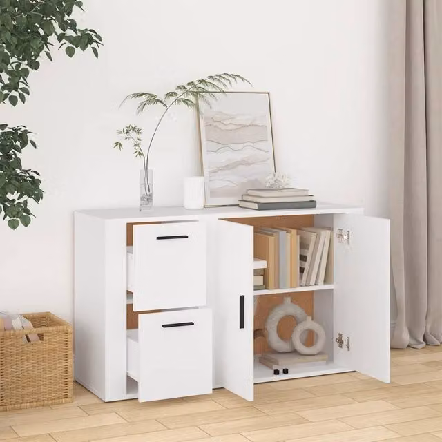 Berkfield Home Modern White Sideboard, W/D/H: 100 x 33 x 59.5 cm – 1