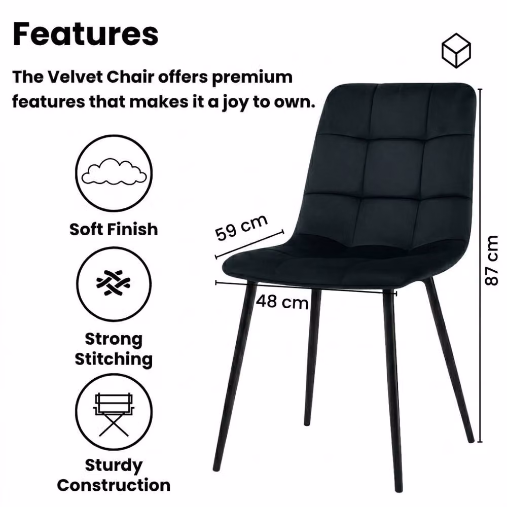 Kosy Koala 6 Seater Dining Table and Chair Set with X-Frame Live Edge Design, Rustic Brown Wooden Effect Rectangular Table and Black Velvet Chairs, W/D/H: 140 x 80 x 75 cm – 3