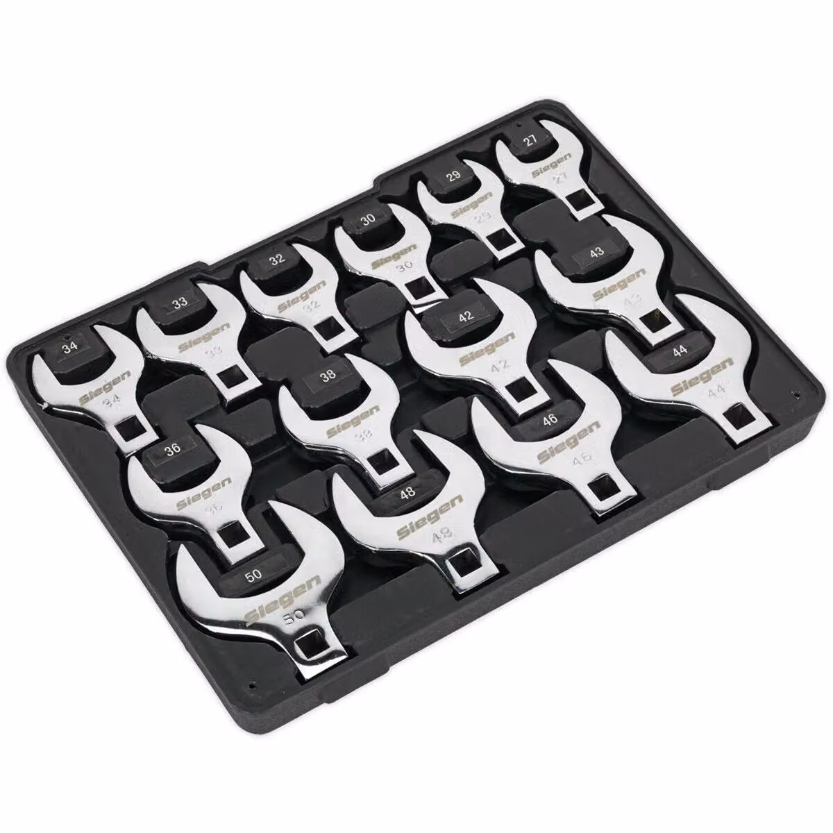 Loops 14pc Crows Foot Spanner Set with 1/2 inch Square Drive Metric Ratchet Handle Adapter in Silver and Multicolour Steel – 2