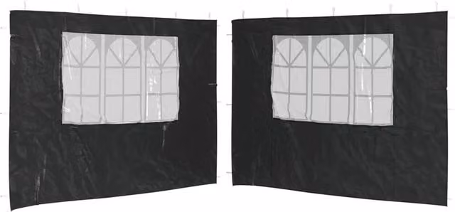 Berkfield Home Party Tent Sidewalls with Window, 2 Pieces, PE Anthracite Black