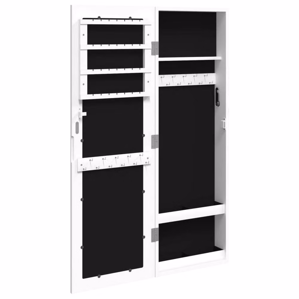 Berkfield Home Wall Mounted Mirror Jewellery Cabinet in White, W: 30 cm, D: 8.5 cm, H: 90 cm – 3