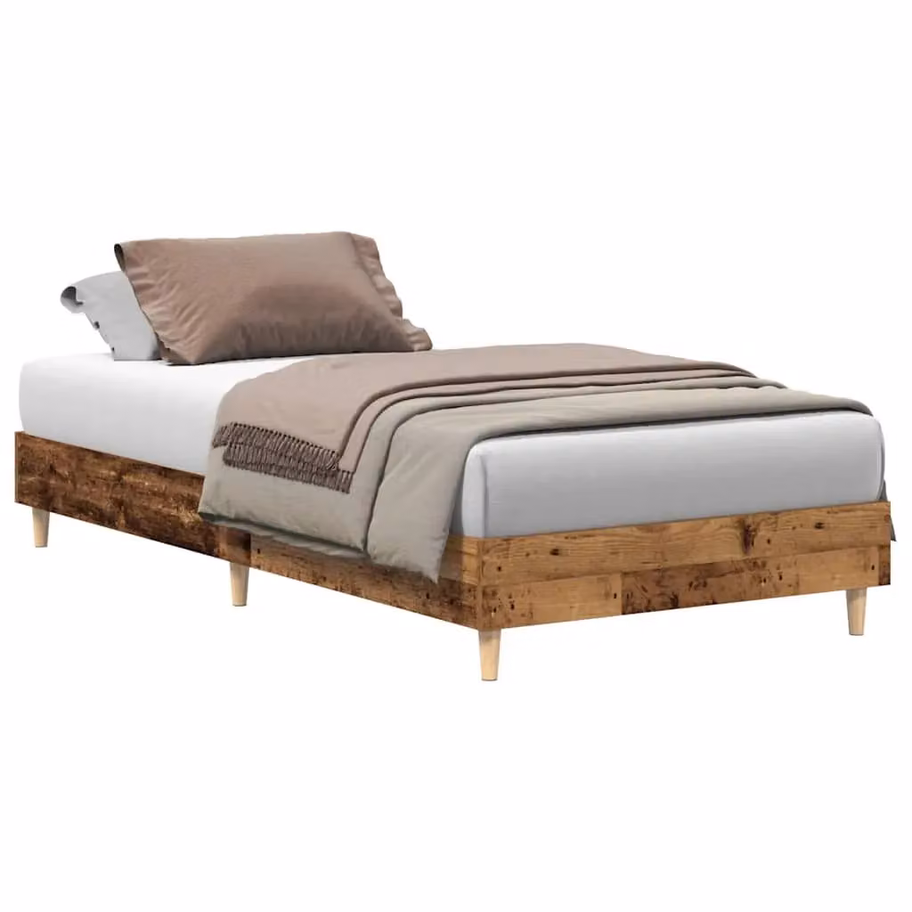 Berkfield Home Small Single Bed Frame in Brown Old Wood, W/D/H: 75 x 190 x 25 cm – 2
