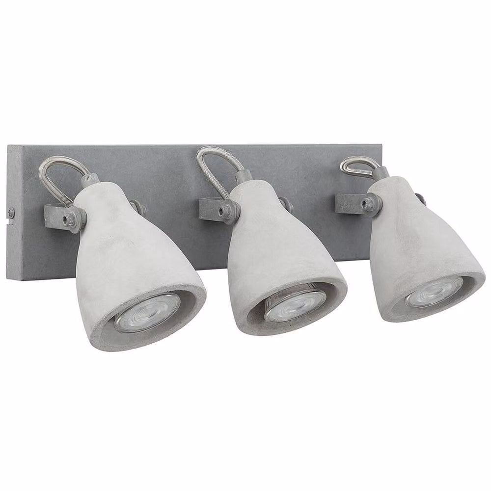 Wyld and Coco Three Light Adjustable Industrial Wall Sconce in Grey Concrete and Metal – 2