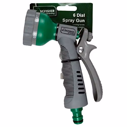 Kingfisher 6-Dial Plastic Spray Gun in Grey and Transparent – 1
