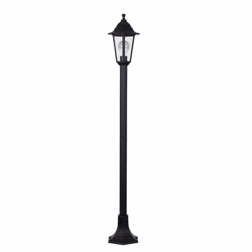 MiniSun Victorian Style Black Outdoor Garden Bollard Light with 10W LED Bulb, IP44 Rated, Mains Wired – 1