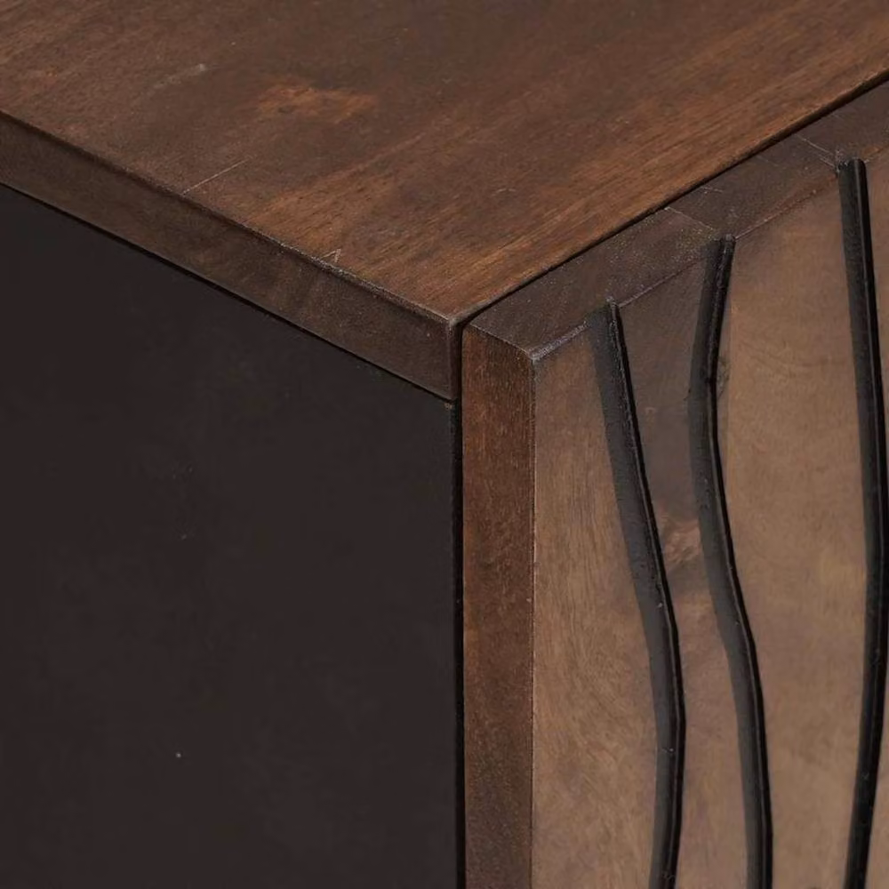 Berkfield Modern Mango Wood Home Media Storage Cabinet, Brown, W: 60 cm, D: 33.5 cm, H: 75 cm – 5