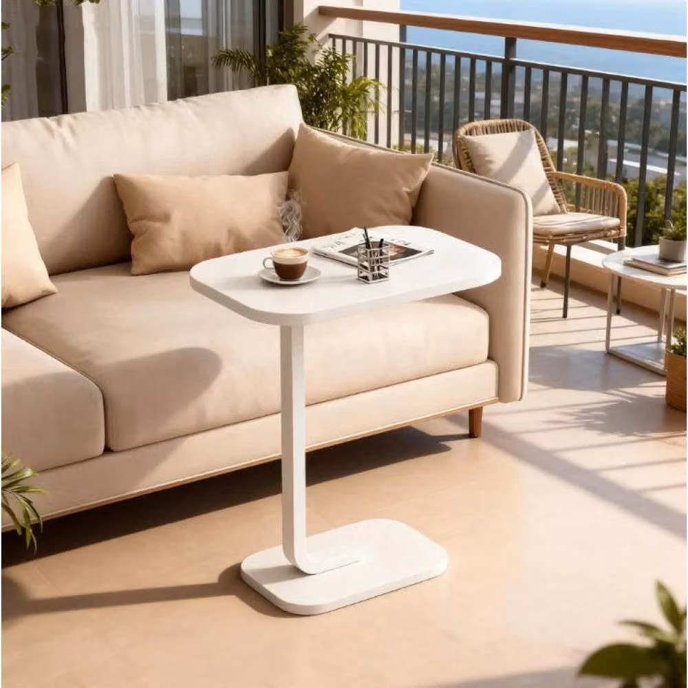 SPETLEK C-Shaped Compact Sofa Side Table in White – 3