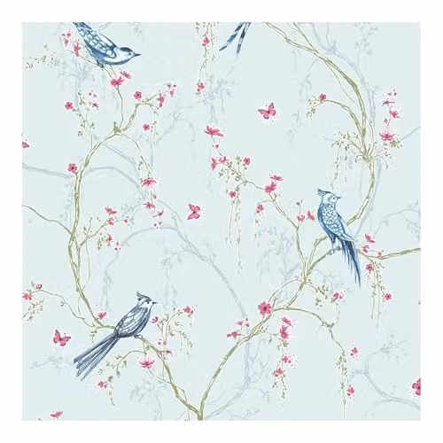 Superfresco Easy Duck Egg Blue Tree Silhouette and Butterfly Wallpaper – 1