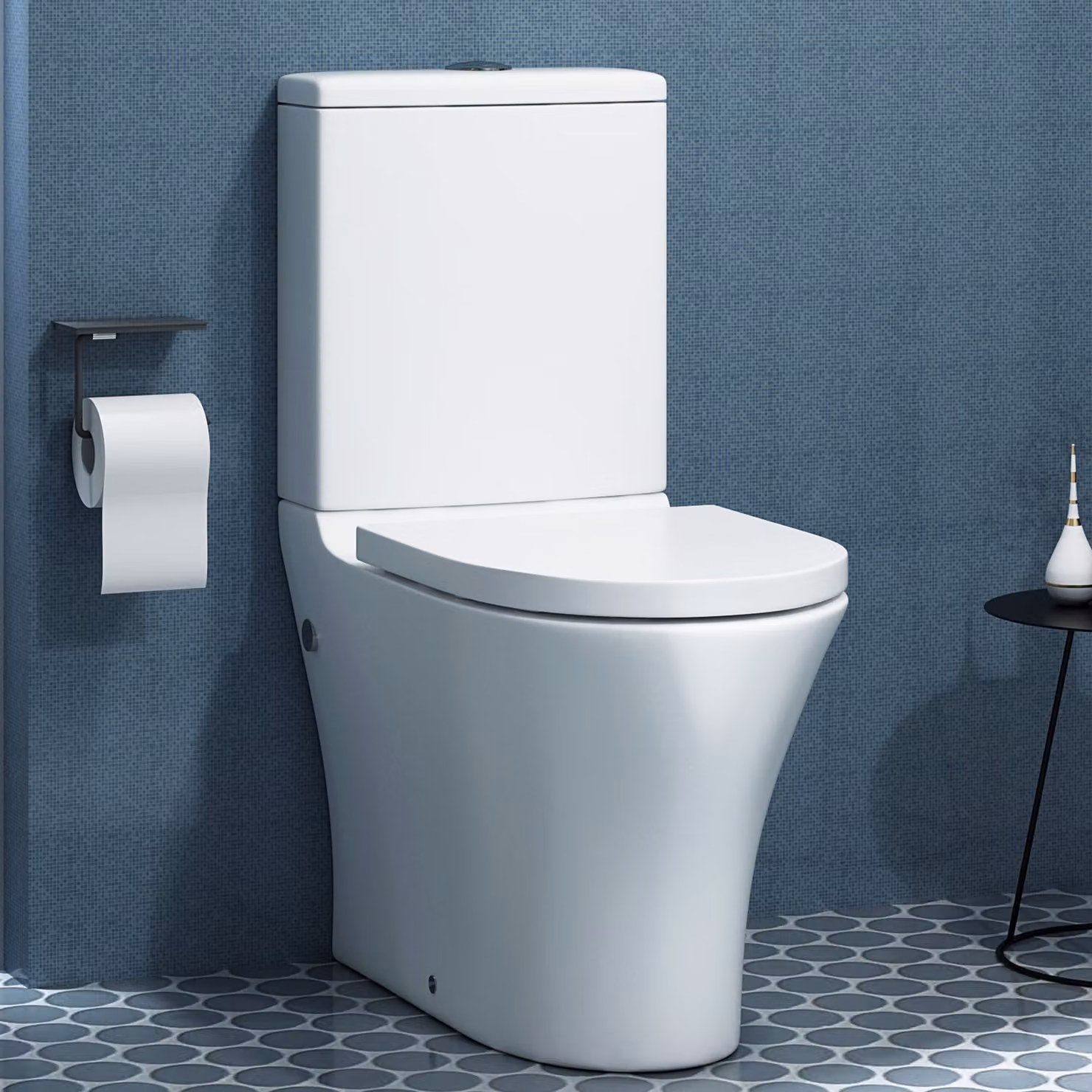 Royal Bathrooms Peak Rimless Close Coupled Ceramic Toilet with Soft Close Seat in White
