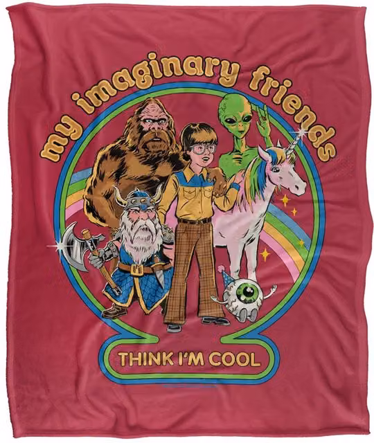 Steven Rhodes My Imaginary Friends Multicolour Super Soft Fleece Throw Blanket W/D/H: 152 x 127 cm
